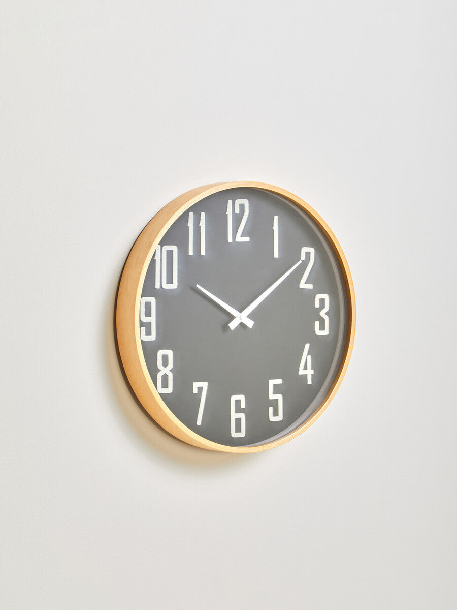 30cm Dia Black Wall Clock