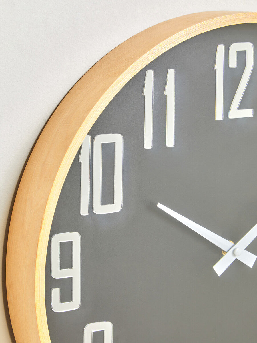 30cm Dia Black Wall Clock