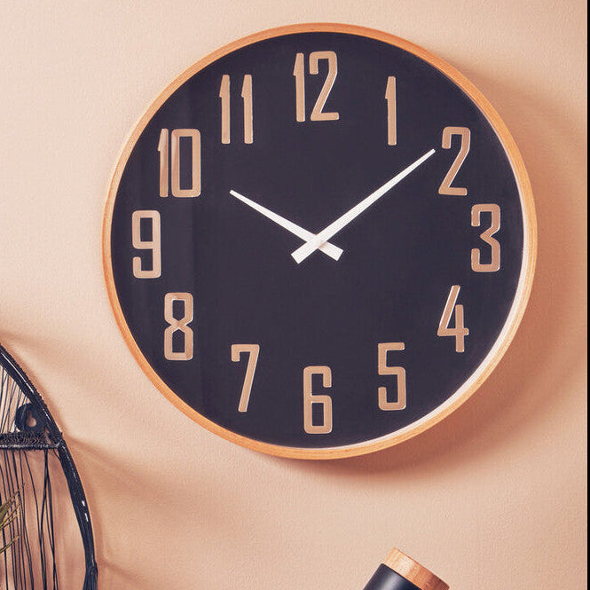 30cm Dia Black Wall Clock