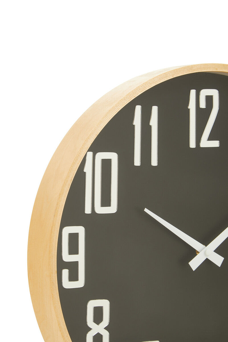 30cm Dia Black Wall Clock
