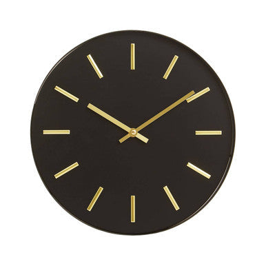 30.5cm Dia Black and Gold Wall Clock