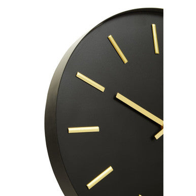30.5cm Dia Black and Gold Wall Clock