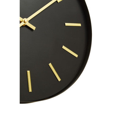 30.5cm Dia Black and Gold Wall Clock