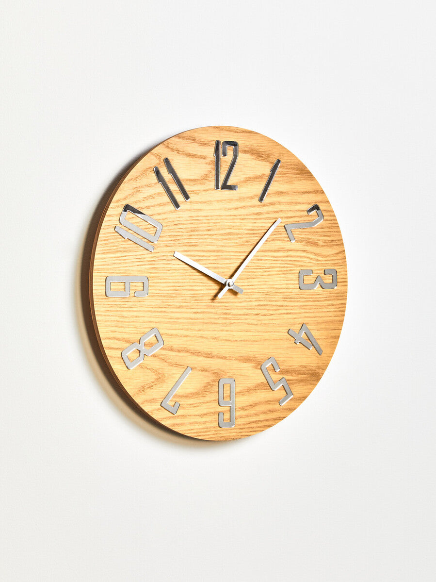 40cm Dia Natural Wood Effect Wall Clock