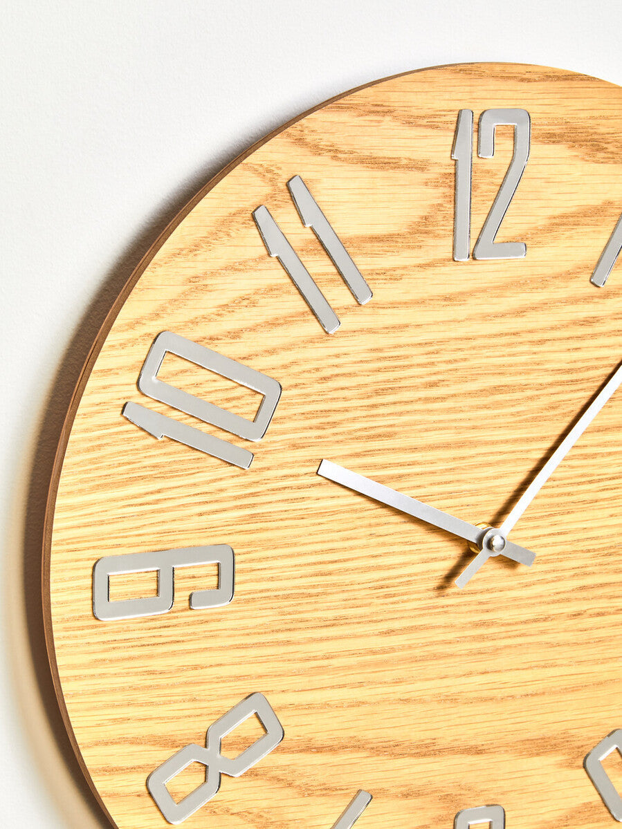 40cm Dia Natural Wood Effect Wall Clock