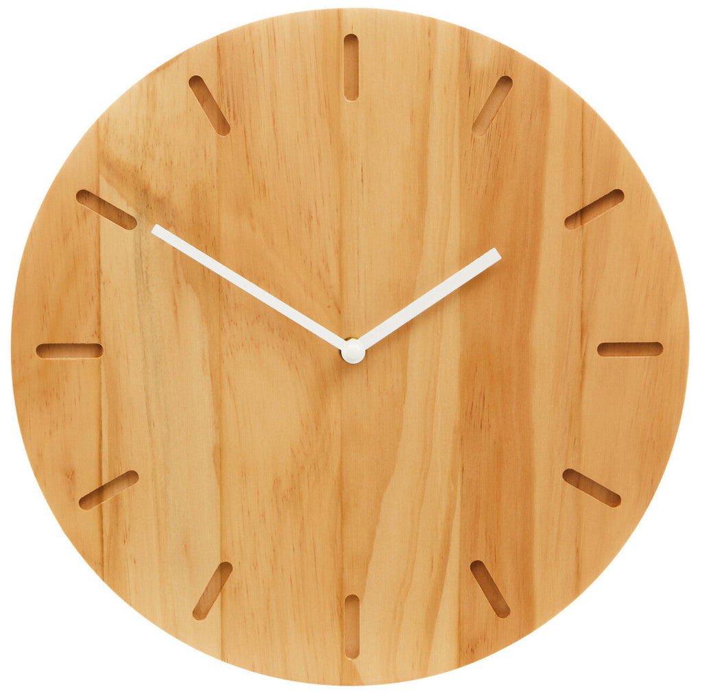 35cm Dia Natural Finish Oak Wood Wall Clock