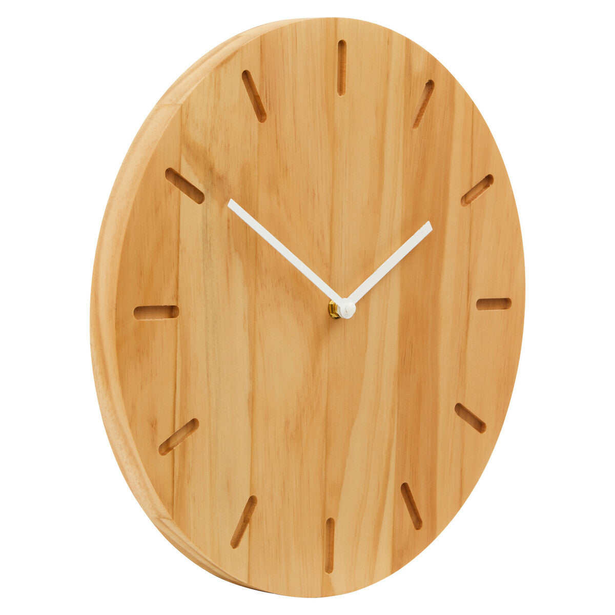 35cm Dia Natural Finish Oak Wood Wall Clock