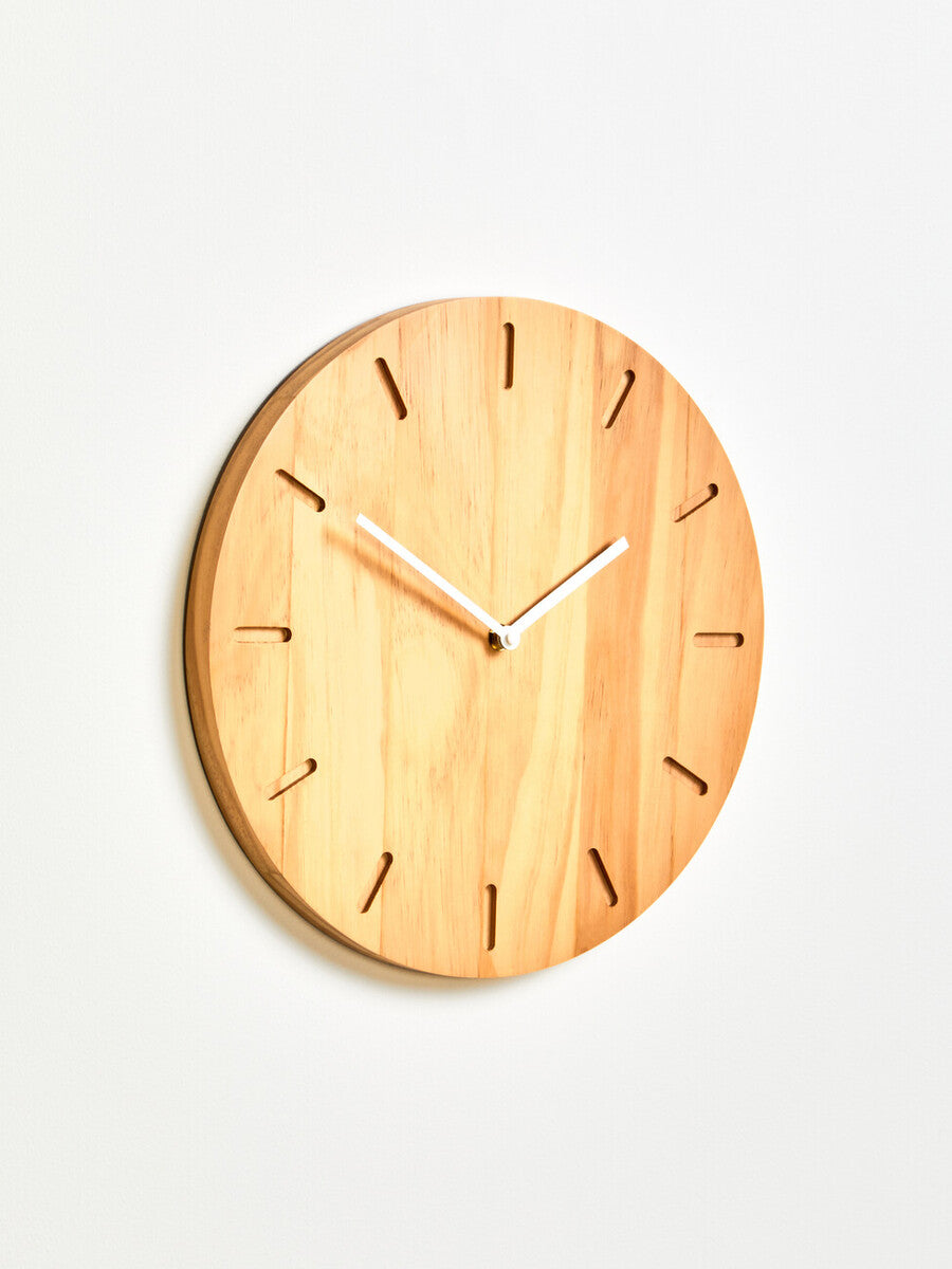 35cm Dia Natural Finish Oak Wood Wall Clock