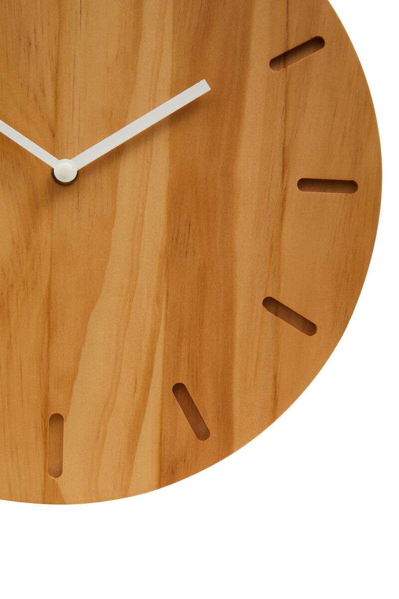 35cm Dia Natural Finish Oak Wood Wall Clock
