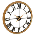 60cm Dia Black Metal Wall Clock with Gold Finish Hands