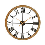 60cm Dia Black Metal Wall Clock with Gold Finish Hands