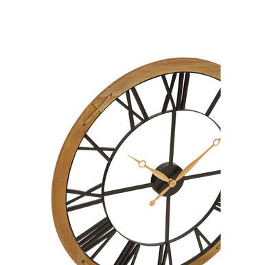 60cm Dia Black Metal Wall Clock with Gold Finish Hands