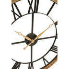 60cm Dia Black Metal Wall Clock with Gold Finish Hands