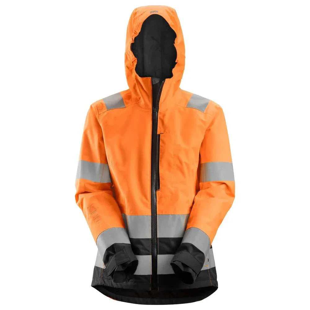 Snickers 1347 AllroundWork, Women’s Hi-Vis Waterproof Shell Jacket Class 2/3 Various Colours Orange - Black