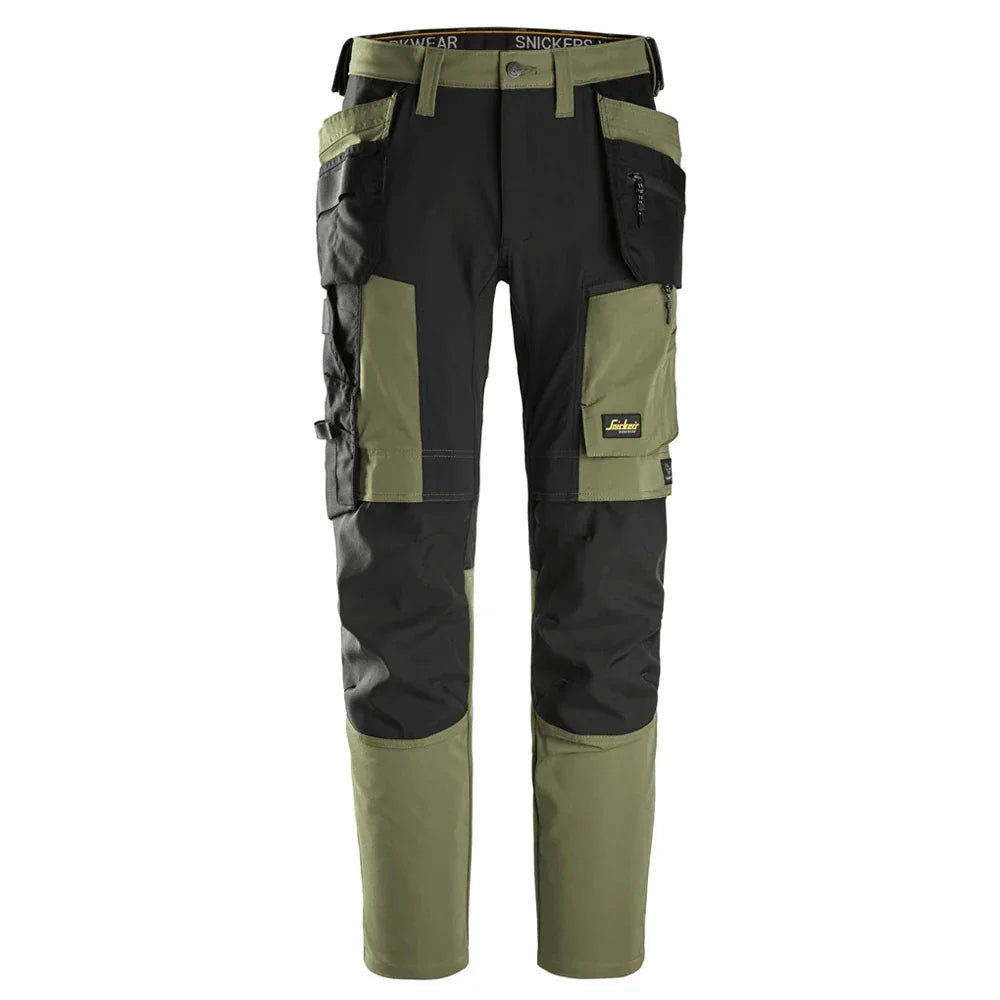 Snickers 6218 AllroundWork Holster Pocket 4-Way Stretch Trousers Khaki Green