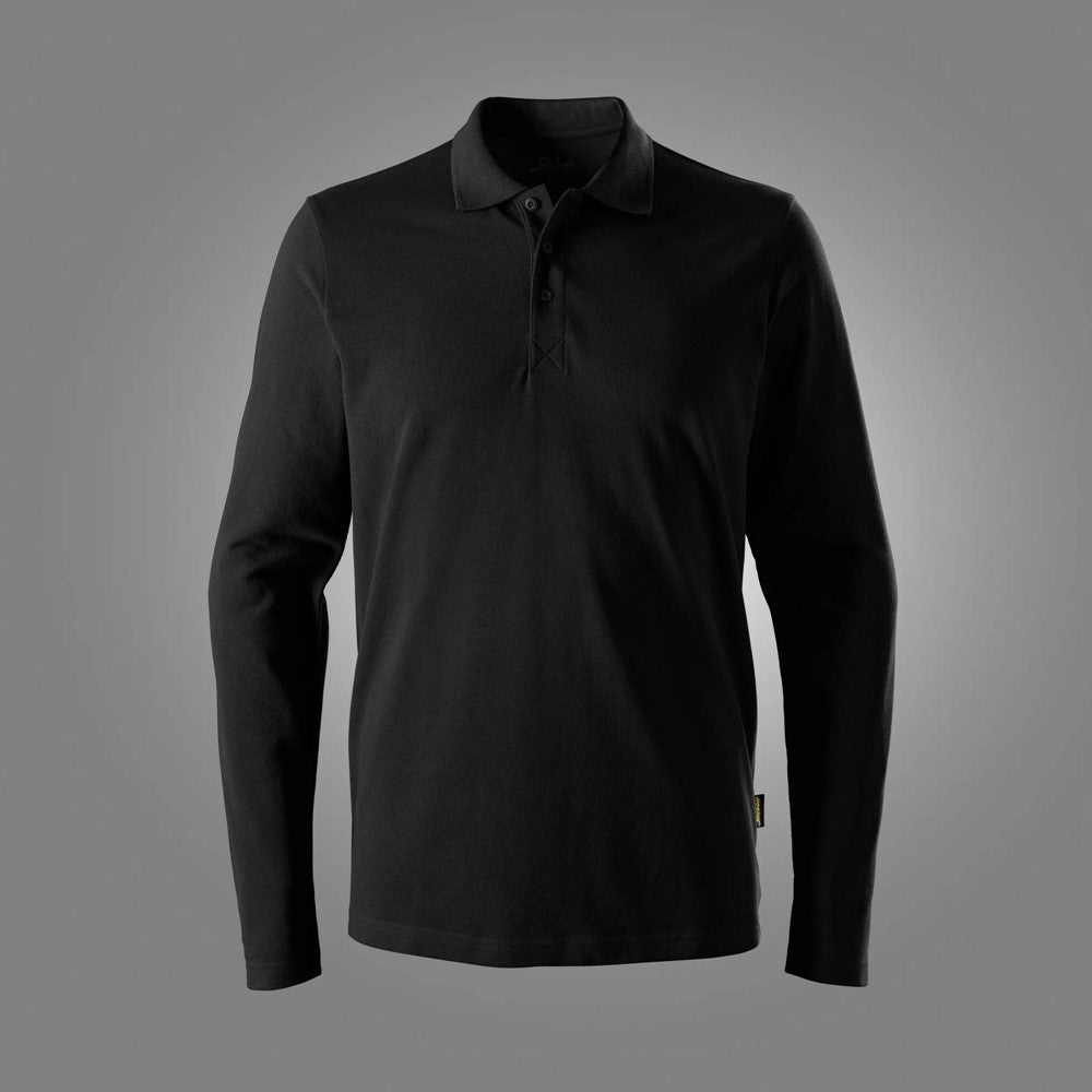 Snickers 2608 Long Sleeve Pique Polo Work Shirt Black