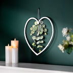 Small Artificial Eucalyptus Heart Wreath with White Fabric 22cm