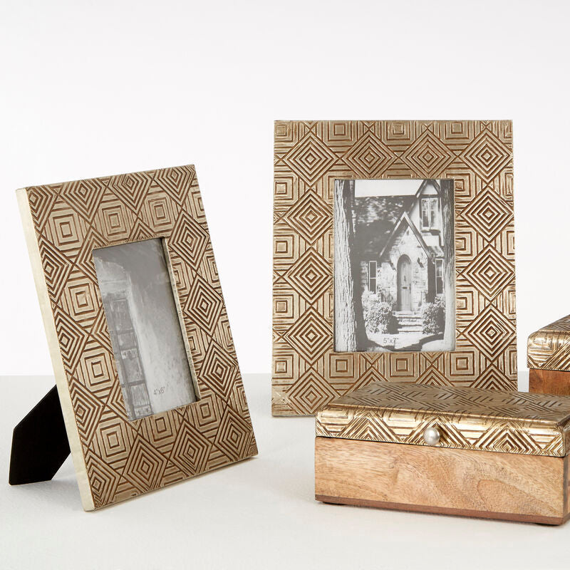 Tribal 5x7 Photo Frame in Antique Silver Finish