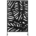 Metal Outdoor Privacy Screen with Stand for Garden Black