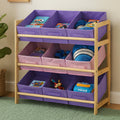 Kids Pink and Purple 3 Tier Storage Unit with Pine Wood Frame
