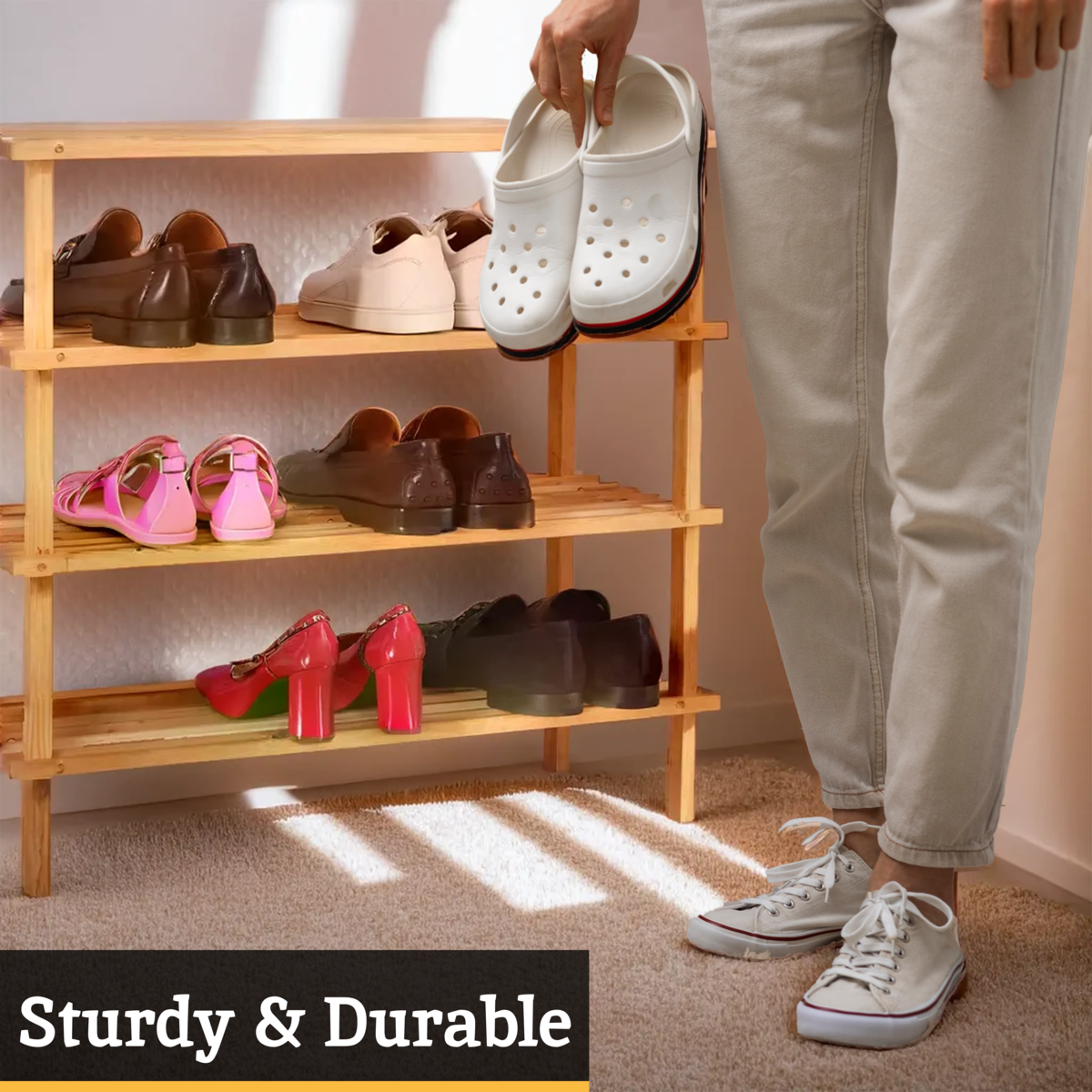 4 Tier Wooden Shoe Rack