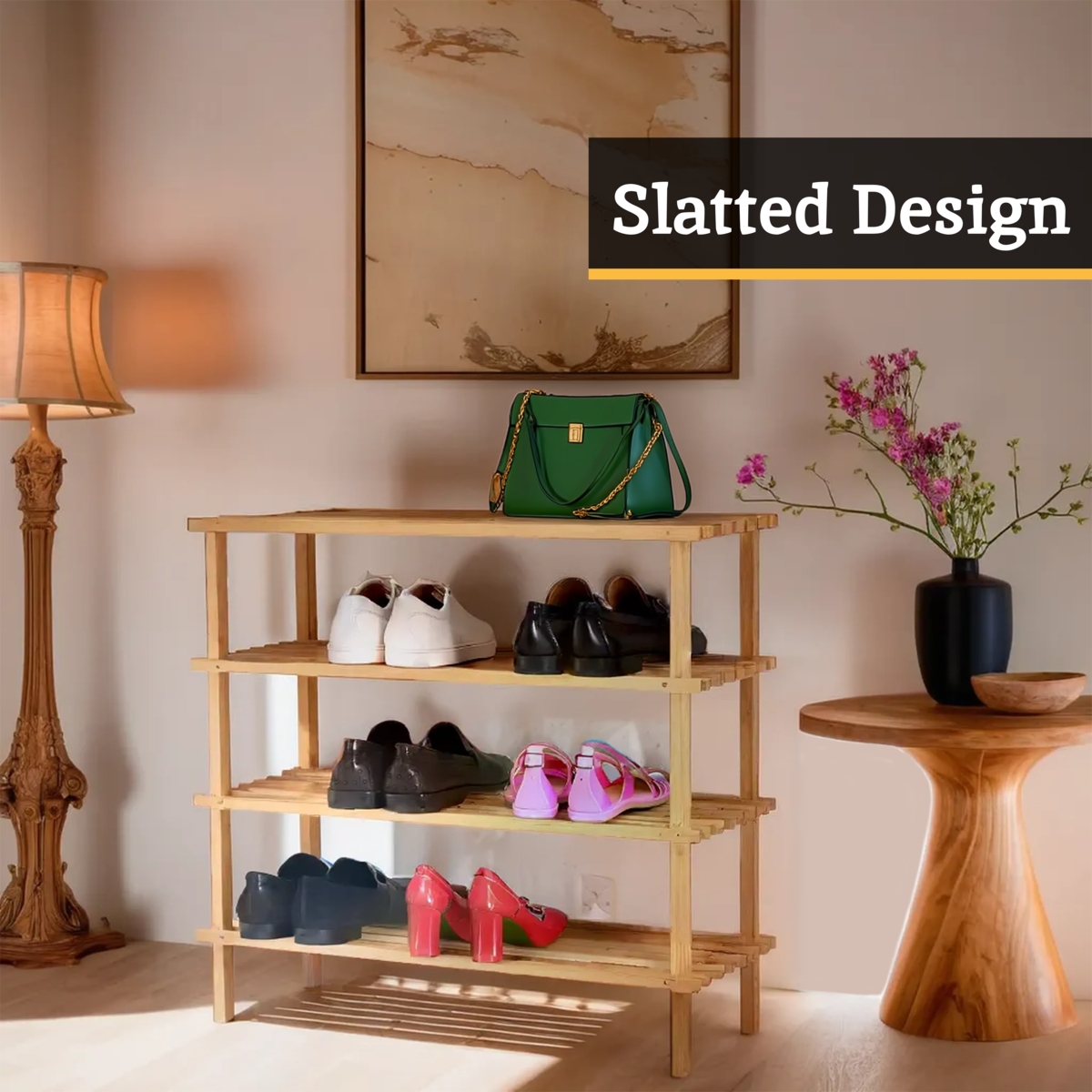 4 Tier Wooden Shoe Rack