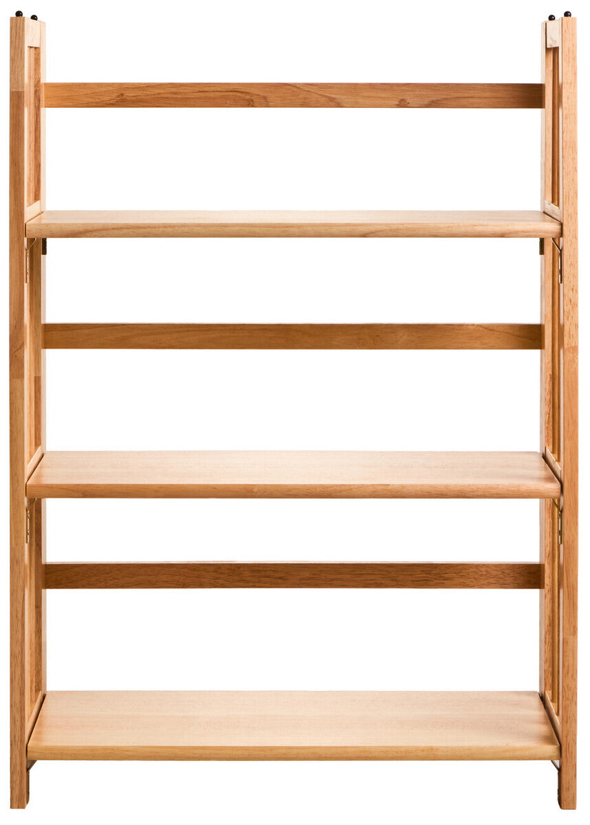 Natural Tropical Hevea Wood 3 Tier Stackable Shelf Unit