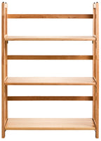 Natural Tropical Hevea Wood 3 Tier Stackable Shelf Unit