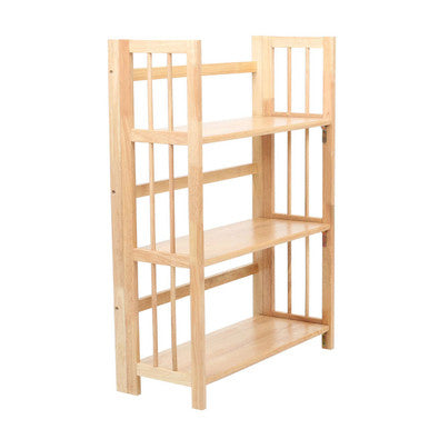 Natural Tropical Hevea Wood 3 Tier Stackable Shelf Unit