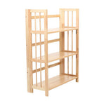 Natural Tropical Hevea Wood 3 Tier Stackable Shelf Unit