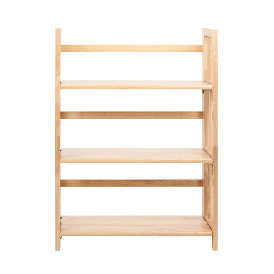 Natural Tropical Hevea Wood 3 Tier Stackable Shelf Unit