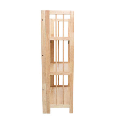 Natural Tropical Hevea Wood 3 Tier Stackable Shelf Unit