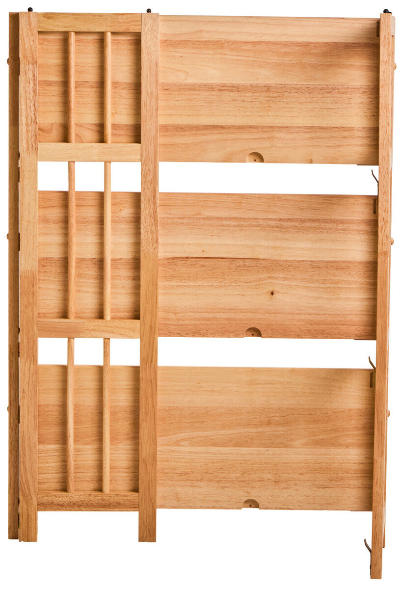 Natural Tropical Hevea Wood 3 Tier Stackable Shelf Unit