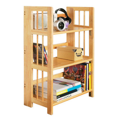 Natural Tropical Hevea Wood 3 Tier Stackable Shelf Unit