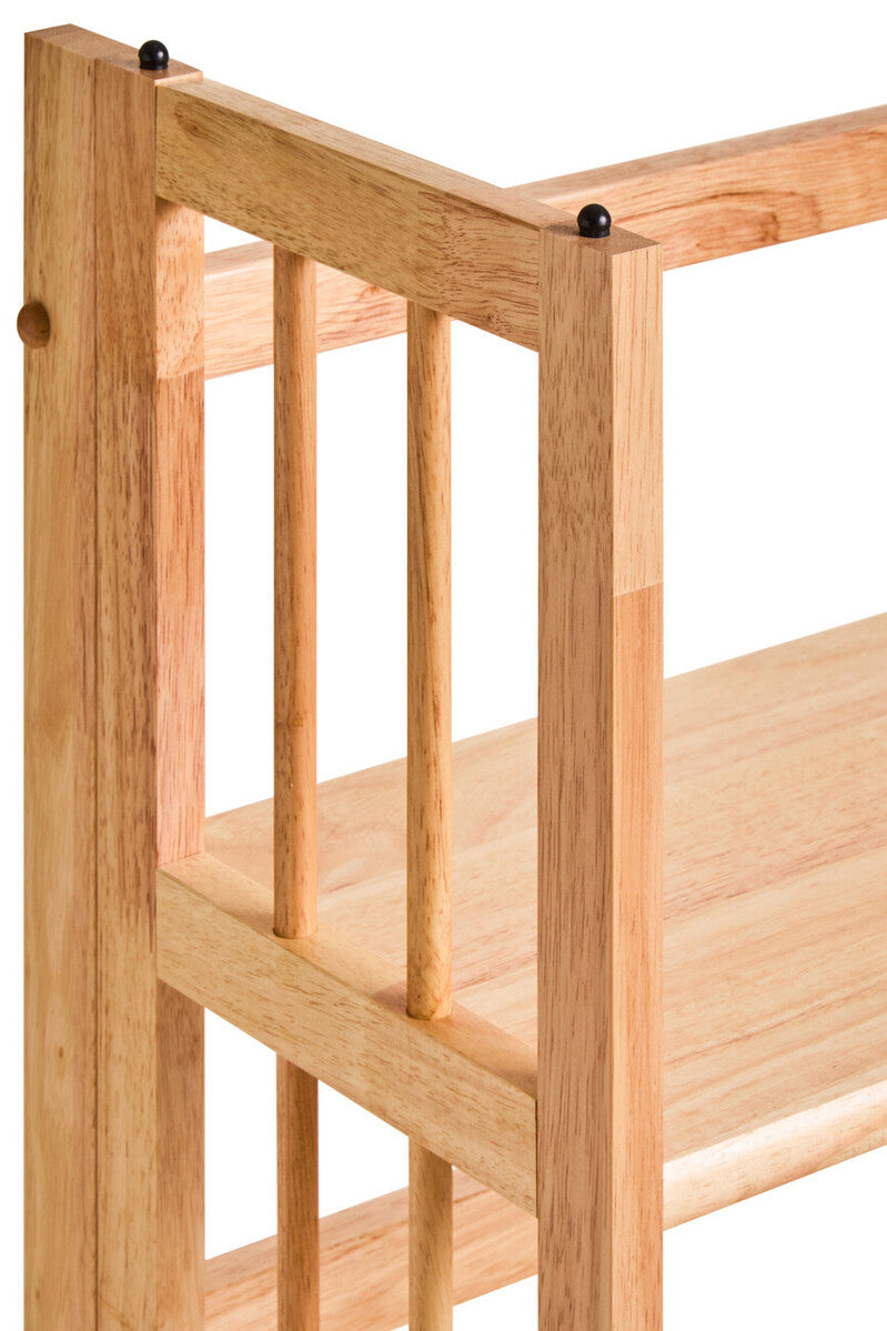Natural Tropical Hevea Wood 3 Tier Stackable Shelf Unit