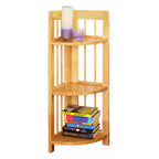 Natural Tropical Hevea Wood 3 Tier Corner Shelf Unit