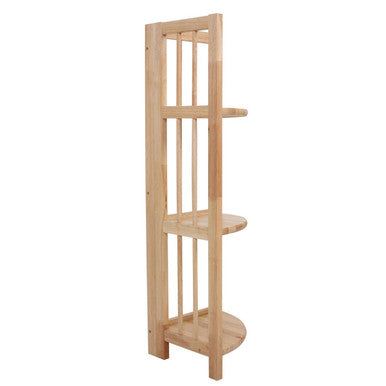 Natural Tropical Hevea Wood 3 Tier Corner Shelf Unit