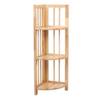 Natural Tropical Hevea Wood 3 Tier Corner Shelf Unit