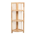 Natural Tropical Hevea Wood 3 Tier Corner Shelf Unit