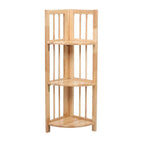 Natural Tropical Hevea Wood 3 Tier Corner Shelf Unit