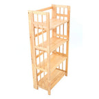 Natural Tropical Hevea Wood 4 Tier Folding Shelf Unit