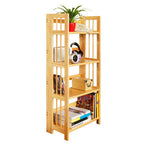 Natural Tropical Hevea Wood 4 Tier Folding Shelf Unit