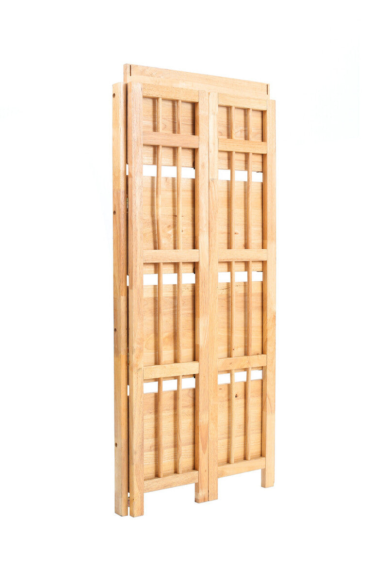 Natural Tropical Hevea Wood 4 Tier Folding Shelf Unit