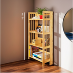 Natural Tropical Hevea Wood 4 Tier Folding Shelf Unit