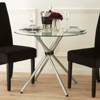 Clear Glass Round Dining Table with Chrome Finish Legs