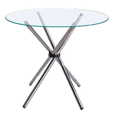 Clear Glass Round Dining Table with Chrome Finish Legs