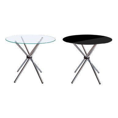 Clear Glass Round Dining Table with Chrome Finish Legs