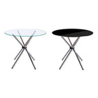 Clear Glass Round Dining Table with Chrome Finish Legs