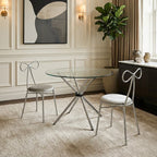 Clear Glass Round Dining Table with Chrome Finish Legs