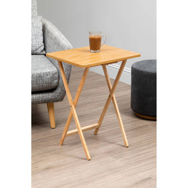 Natural Tropical Hevea Wood Folding Snack Table